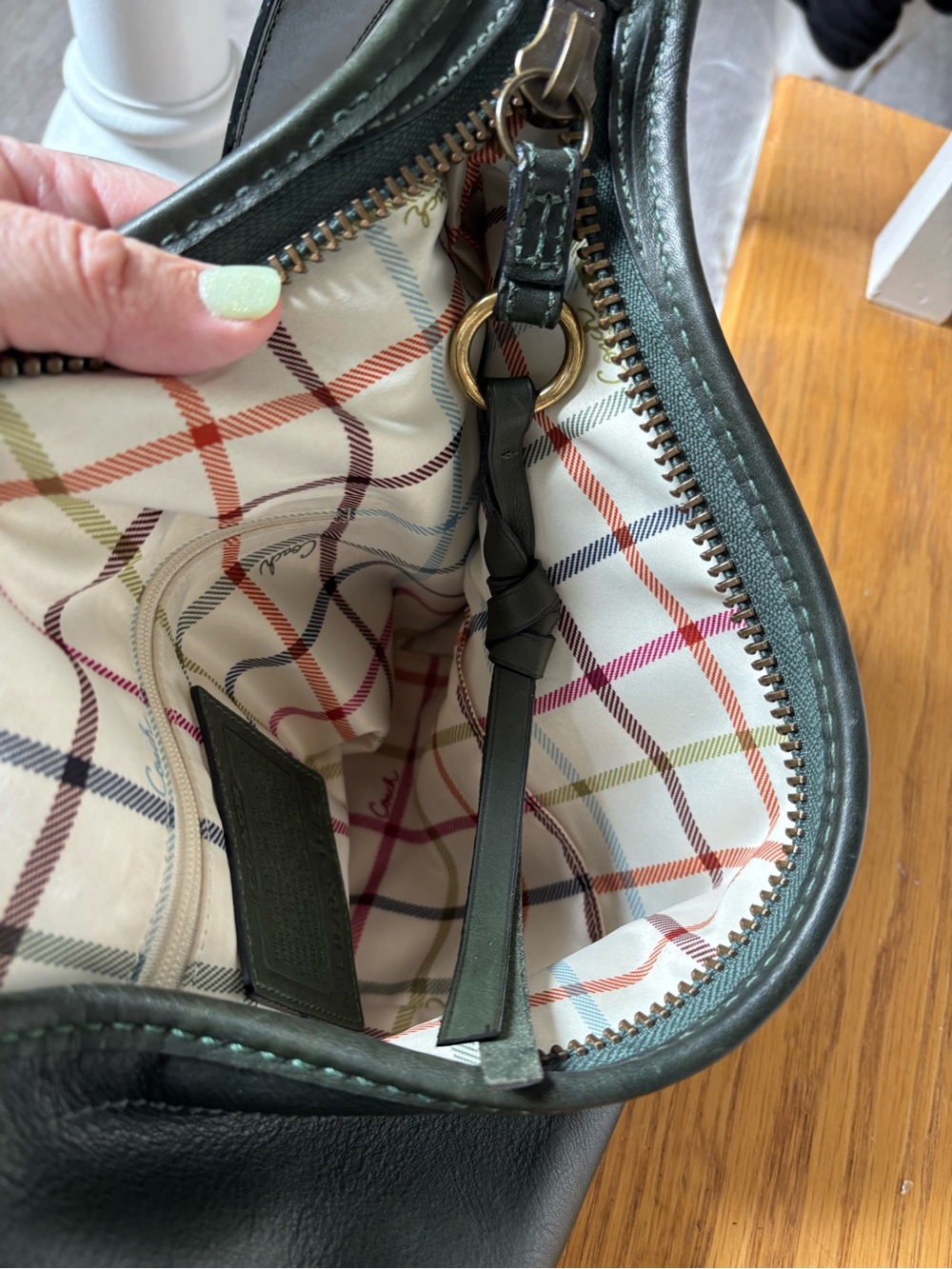 Coach Bag XL Bleecker Tattersall Duffle Sac Bottle Green Style 11423 - Picture 8 of 16